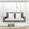 2-Person Patio PE Wicker Hanging Porch Swing Bench Chair with Cushion